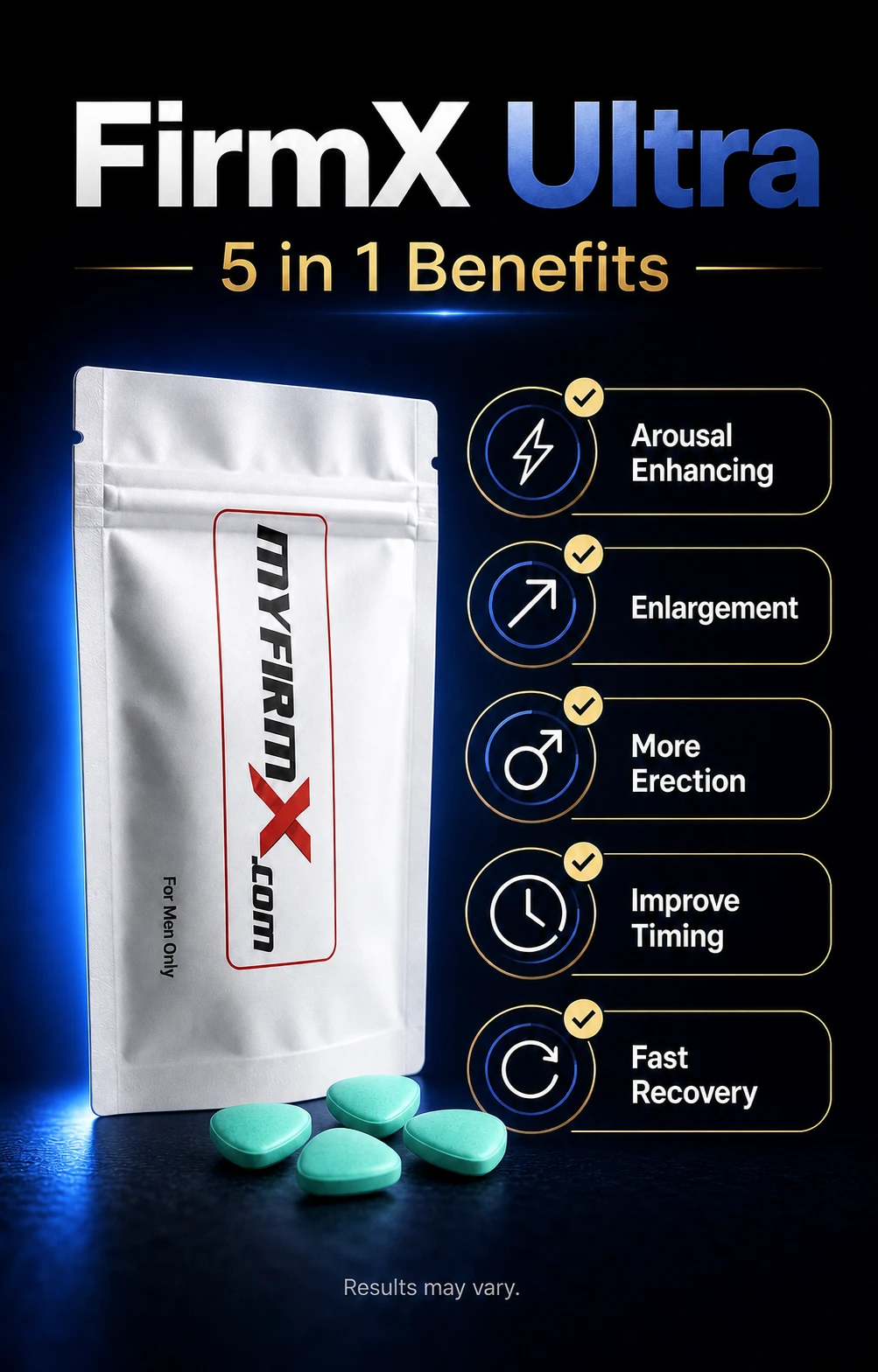 FilmX Ultra 5-in-1 – Complete Male Performance Support Desire • Fullness • Power • Control • Recovery Supports Stronger Response, Better Timing & Faster Recovery Extended Performance Support | Up to 36–48 Hours